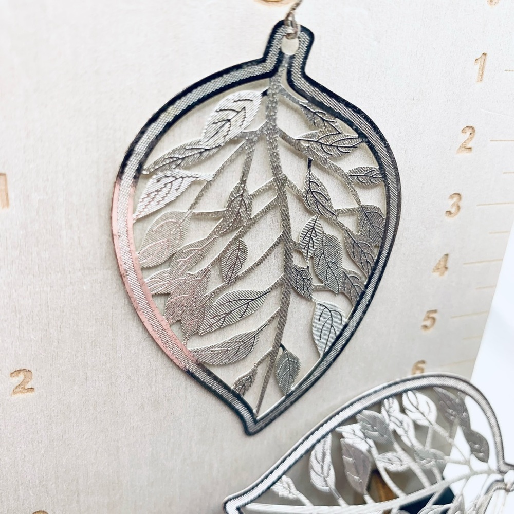 Large Intricate Silver Leaf Earrings